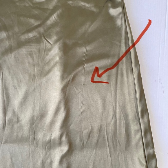 Guess Women’s Olive Satin Slip Dress Cross Back Straps Lace Trim Detail Cocktail - Picture 10 of 16